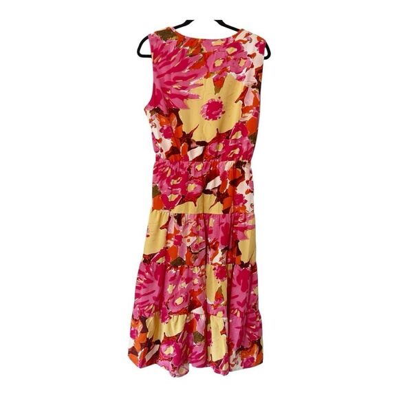 Entro Womens Sleeveless Multicolor V Neck Cut Out Tiered Floral Maxi Dress Large - Picture 2 of 11